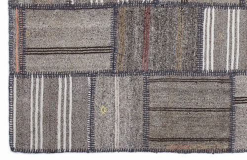 Teselya 1299 Brown Striped Wool Handmade Area Rug 5'3" x 7'7"