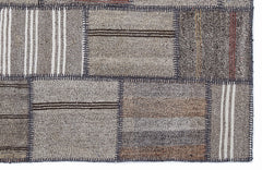 Teselya 1299 Brown Striped Wool Handmade Area Rug 5'3" x 7'7"