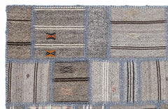 Teselya 1300 Brown Striped Wool Handmade Area Rug 5'3" x 7'7"