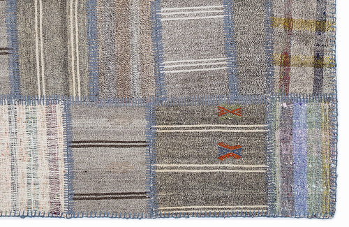 Teselya 1300 Brown Striped Wool Handmade Area Rug 5'3" x 7'7"