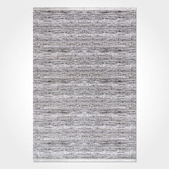 Grey Striped Area Rug - Machine Made Cotton Rug with Non Slip Pad, 6mm Pile Height