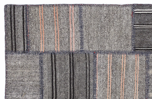 Teselya 1302 Beige Striped Wool Handmade Area Rug 5'3" x 7'7"