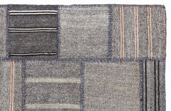 Teselya 1302 Beige Striped Wool Handmade Area Rug 5'3" x 7'7"