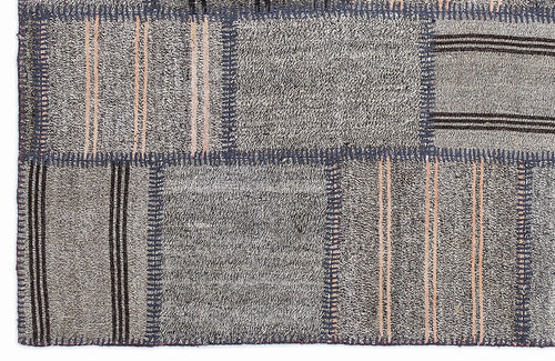 Teselya 1302 Beige Striped Wool Handmade Area Rug 5'3" x 7'7"