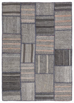 Teselya 1302 Beige Striped Wool Handmade Area Rug 5'3" x 7'7"
