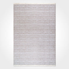 Cream Striped Area Rug – Machine Made Cotton Rug With Soft Pile Carpet