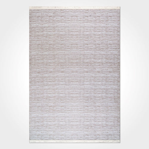 Cream Striped Area Rug – Machine Made Cotton Rug With Soft Pile Carpet