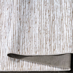 Cream Striped Area Rug – Machine Made Cotton Rug With Soft Pile Carpet