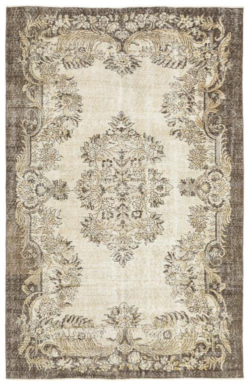 Atina Beige Vintage Wool Handmade Area Rug 5'9" x 9'0"