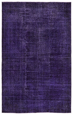 Atina Purple Vintage Wool Handmade Area Rug 5'5" x 8'10"