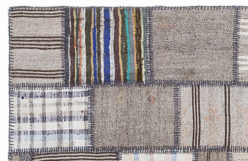 Teselya 1308 Beige Striped Wool Handmade Area Rug 5'3" x 7'7"