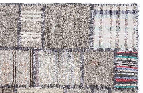 Teselya 1308 Beige Striped Wool Handmade Area Rug 5'3" x 7'7"