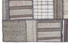 Teselya 1308 Beige Striped Wool Handmade Area Rug 5'3" x 7'7"