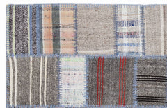 Teselya 1309 Beige Striped Wool Handmade Area Rug 5'3" x 7'7"