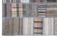 Teselya 1309 Beige Striped Wool Handmade Area Rug 5'3" x 7'7"
