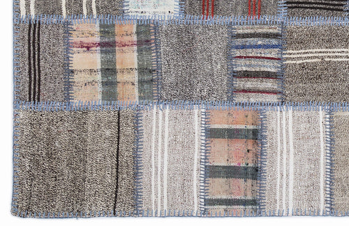 Teselya 1309 Beige Striped Wool Handmade Area Rug 5'3" x 7'7"
