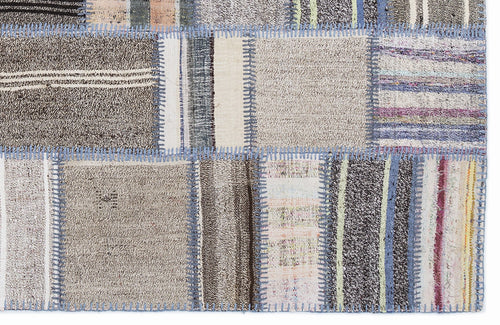 Teselya 1309 Beige Striped Wool Handmade Area Rug 5'3" x 7'7"