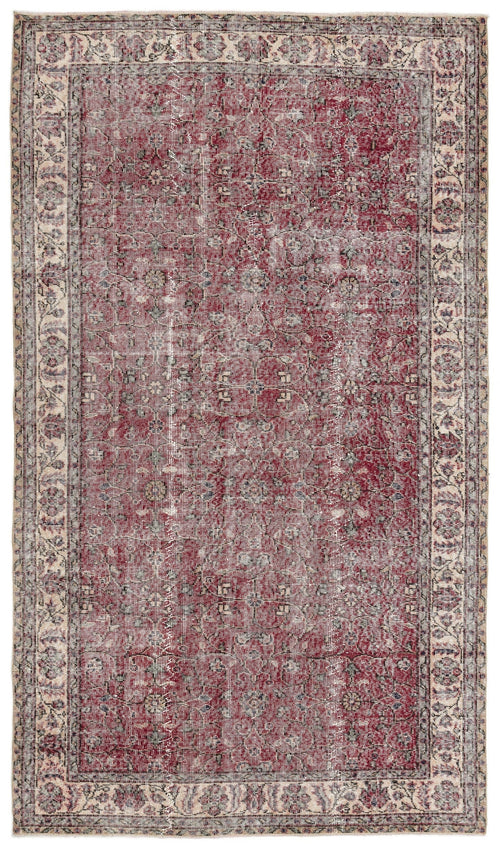 Atina Beige Vintage Wool Handmade Area Rug 5'4" x 9'3"