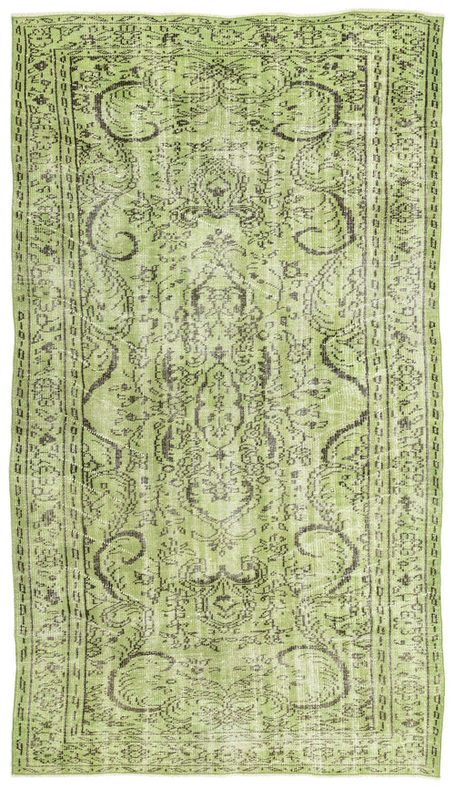 Atina Green Vintage Wool Handmade Area Rug 5'2" x 9'0"