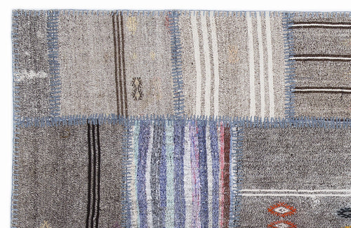 Teselya 1311 Beige Striped Wool Handmade Area Rug 5'3" x 7'7"