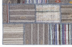 Teselya 1311 Beige Striped Wool Handmade Area Rug 5'3" x 7'7"