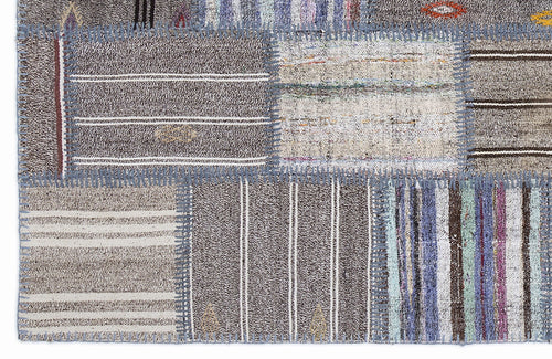 Teselya 1311 Beige Striped Wool Handmade Area Rug 5'3" x 7'7"