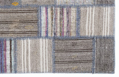 Teselya 1311 Beige Striped Wool Handmade Area Rug 5'3" x 7'7"