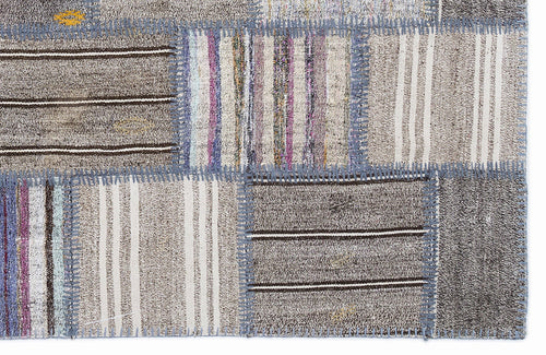 Teselya 1311 Beige Striped Wool Handmade Area Rug 5'3" x 7'7"