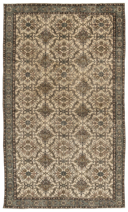 Atina Beige Vintage Wool Handmade Area Rug 6'0" x 10'0"