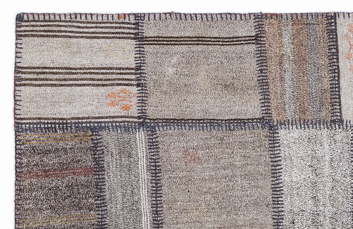 Teselya 1312 Beige Striped Wool Handmade Area Rug 5'3" x 7'7"
