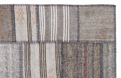 Teselya 1312 Beige Striped Wool Handmade Area Rug 5'3" x 7'7"