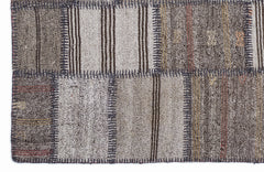 Teselya 1312 Beige Striped Wool Handmade Area Rug 5'3" x 7'7"