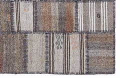 Teselya 1312 Beige Striped Wool Handmade Area Rug 5'3" x 7'7"