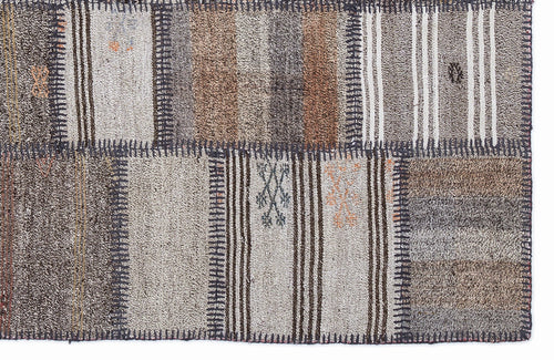 Teselya 1312 Beige Striped Wool Handmade Area Rug 5'3" x 7'7"