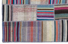 Teselya 1316 Beige Striped Wool Handmade Area Rug 5'3" x 7'7"
