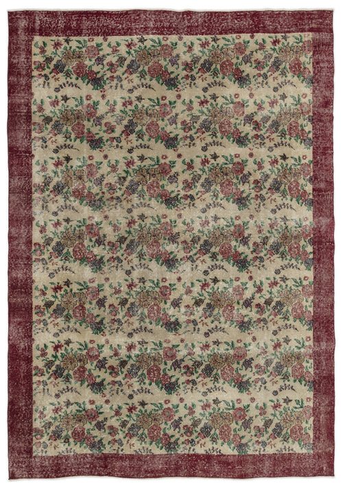 Atina Cream Vintage Wool Handmade Area Rug 6'9" x 9'6"