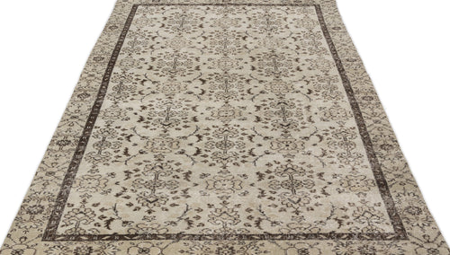 Atina Beige Vintage Wool Handmade Area Rug 4'11" x 9'7"