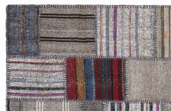 Teselya 1318 Brown Striped Wool Handmade Area Rug 5'3" x 7'7"