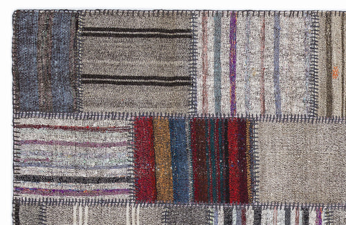 Teselya 1318 Brown Striped Wool Handmade Area Rug 5'3" x 7'7"