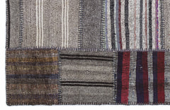 Teselya 1318 Brown Striped Wool Handmade Area Rug 5'3" x 7'7"