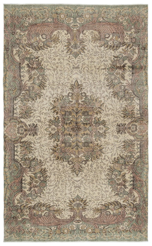Atina Green Vintage Wool Handmade Area Rug 5'8" x 9'5"