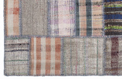 Teselya 1319 Beige Striped Wool Handmade Area Rug 5'3" x 7'7"
