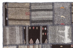 Teselya 1320 Brown Striped Wool Handmade Area Rug 5'3" x 7'7"