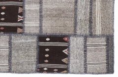 Teselya 1320 Brown Striped Wool Handmade Area Rug 5'3" x 7'7"