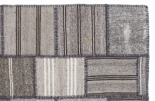 Teselya 1321 Beige Striped Wool Handmade Area Rug 5'3" x 7'7"