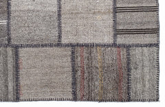 Teselya 1321 Beige Striped Wool Handmade Area Rug 5'3" x 7'7"