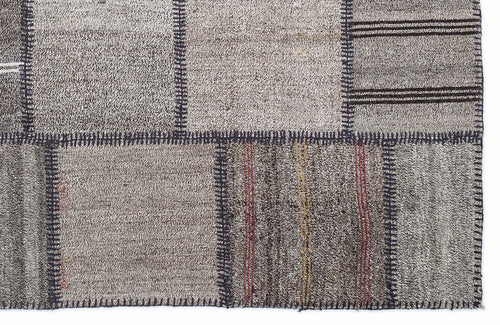 Teselya 1321 Beige Striped Wool Handmade Area Rug 5'3" x 7'7"