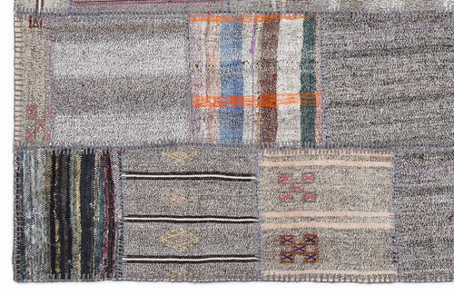 Teselya 1322 Beige Striped Wool Handmade Area Rug 5'3" x 7'7"
