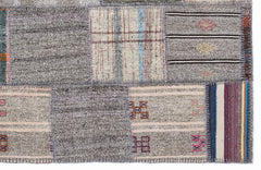 Teselya 1322 Beige Striped Wool Handmade Area Rug 5'3" x 7'7"