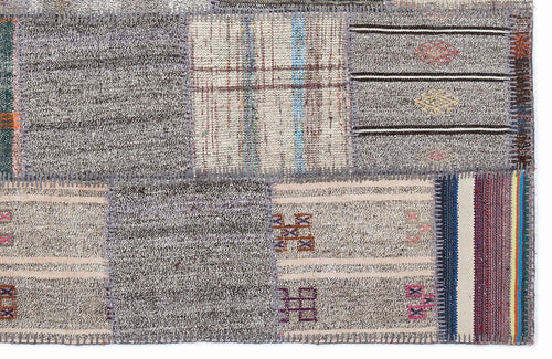Teselya 1322 Beige Striped Wool Handmade Area Rug 5'3" x 7'7"